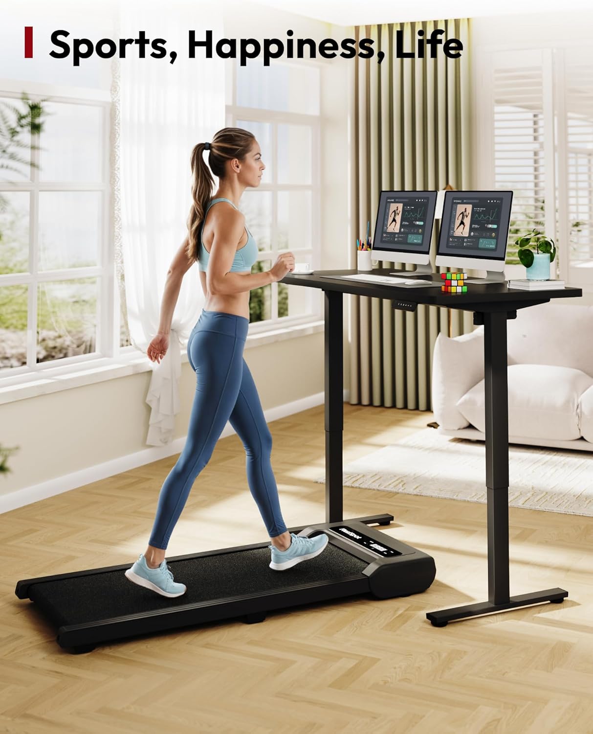 SANODESK Electric Standing Desk 40 x 24 Inches Whole-Piece Desktop Height Adjustable Stand Up Desk w/6-Button Controller Ergonomic Computer Desk for Home Office, Black Frame + Black Tabletop