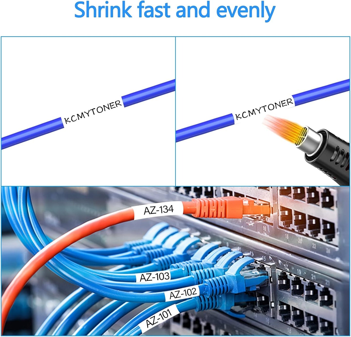 HSe211 HS211 HSE-211 HS-211 Heat Shrink Tubes Label Tape 1/4" (5.8mm) x 4.92 ft Compatible for PTD400 D600 PTH300 PTE300 PTE500 PT-E550W PT-P700 PT-P750WVP, Black on White, 2 Pack