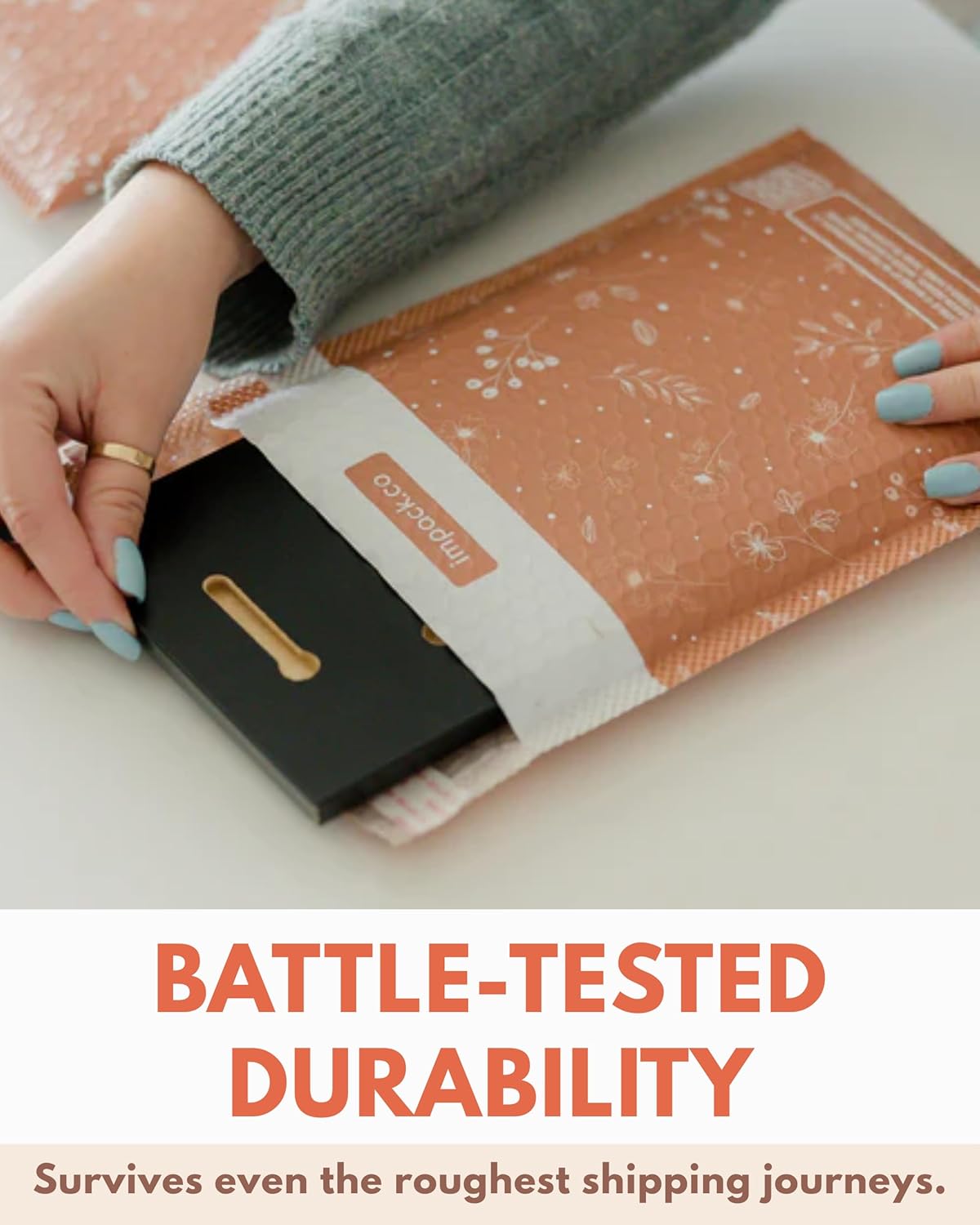 Bubble Mailers 6x9-25 Pack Biodegradable Shipping Bags for Stationery and Small Accessories - Impack Self-Seal Protective Thick Mailing Envelope for Small Items - Floral Rosy Brown