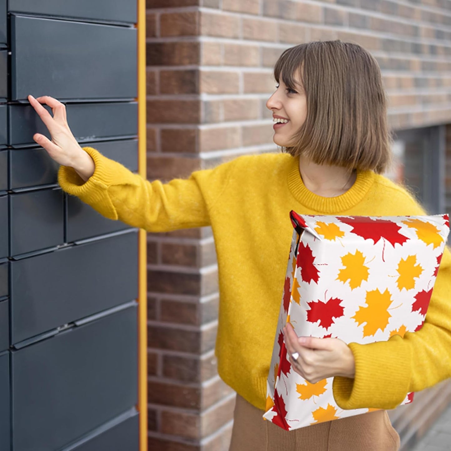 Poly Mailers 14.5x19 Inch 50 Pcs - Maple Leaf printed Shipping Bags, 2.4mil Thickness, Waterproof and Tear Resistant Mailing Envelopes, Self-Sealing Packaging Bags for Small Business