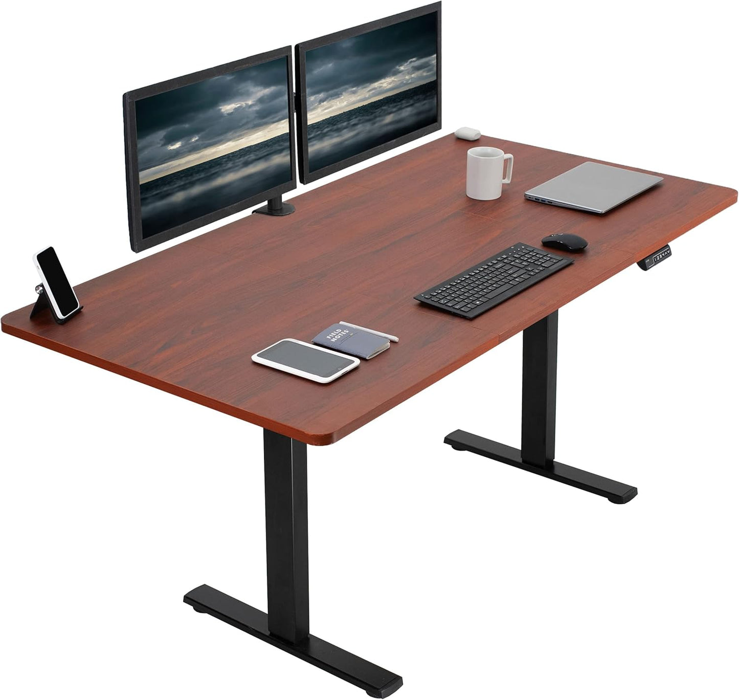 VIVO Electric 71 x 36 in Standing Desk, Memory Height Adjustment, 1B Series, Dark Walnut Top Black Frame, DESK-KIT-1B7D-36