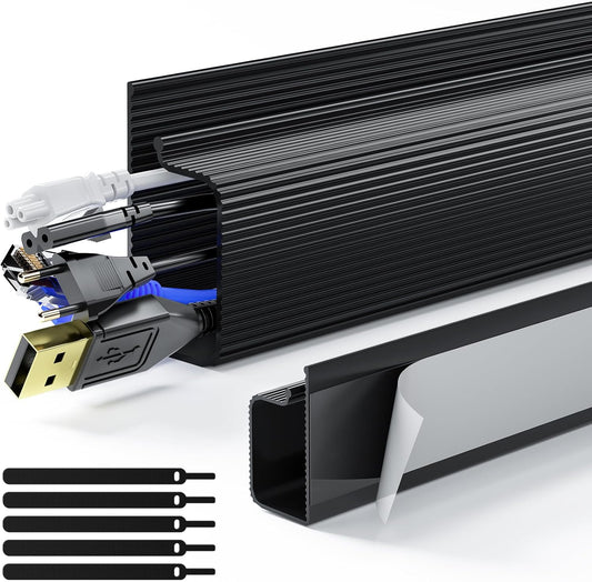 Delamu 2 Pack Safe & Tidy Cable Management Solution - Protect Kids & Pets with Home & Office Cable Management Under Desk,Cable Organizer, Cable Management Kit,Cord Organizer for Desk, 15.7inX2