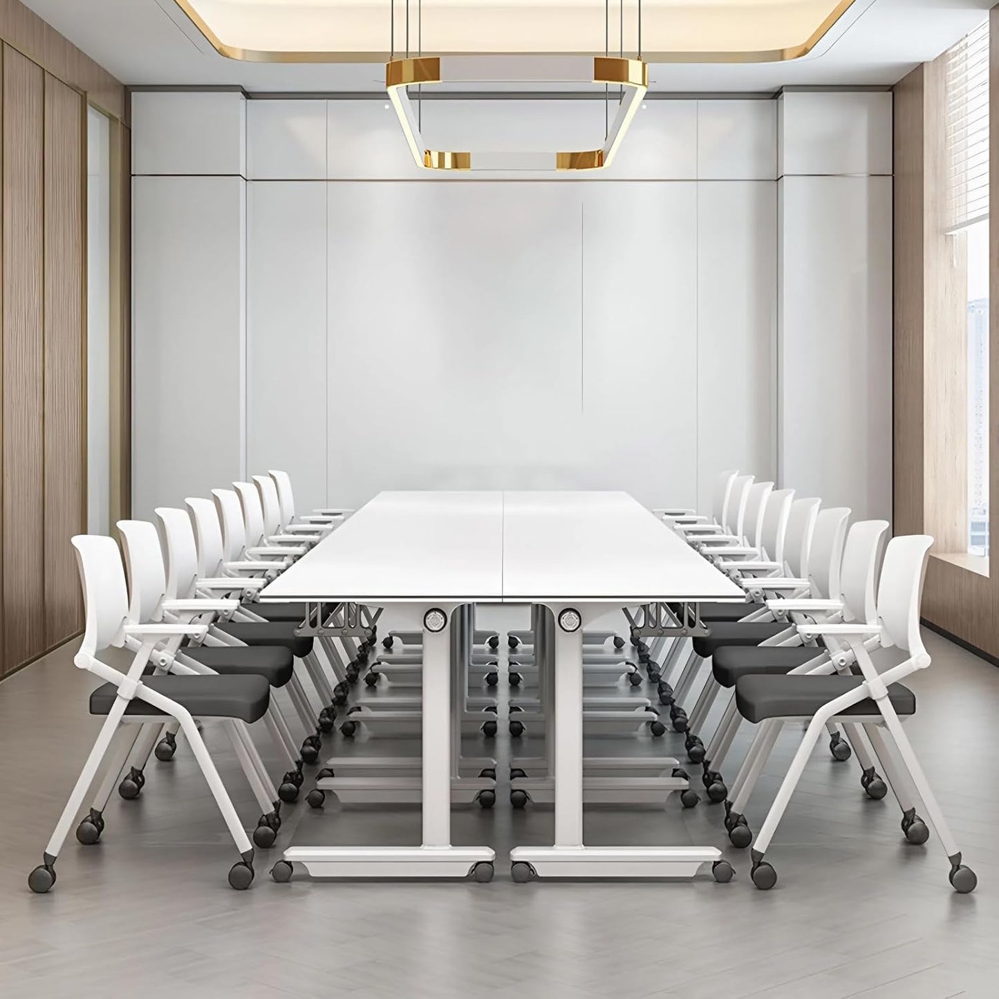 6Pack Conference Room Table, Folding Conference Table for Office Classroom, Mobile Training Tables with Casters Silent Wheels, Large Rectangular Convertible Modular Seminar Tables (L47.2in)