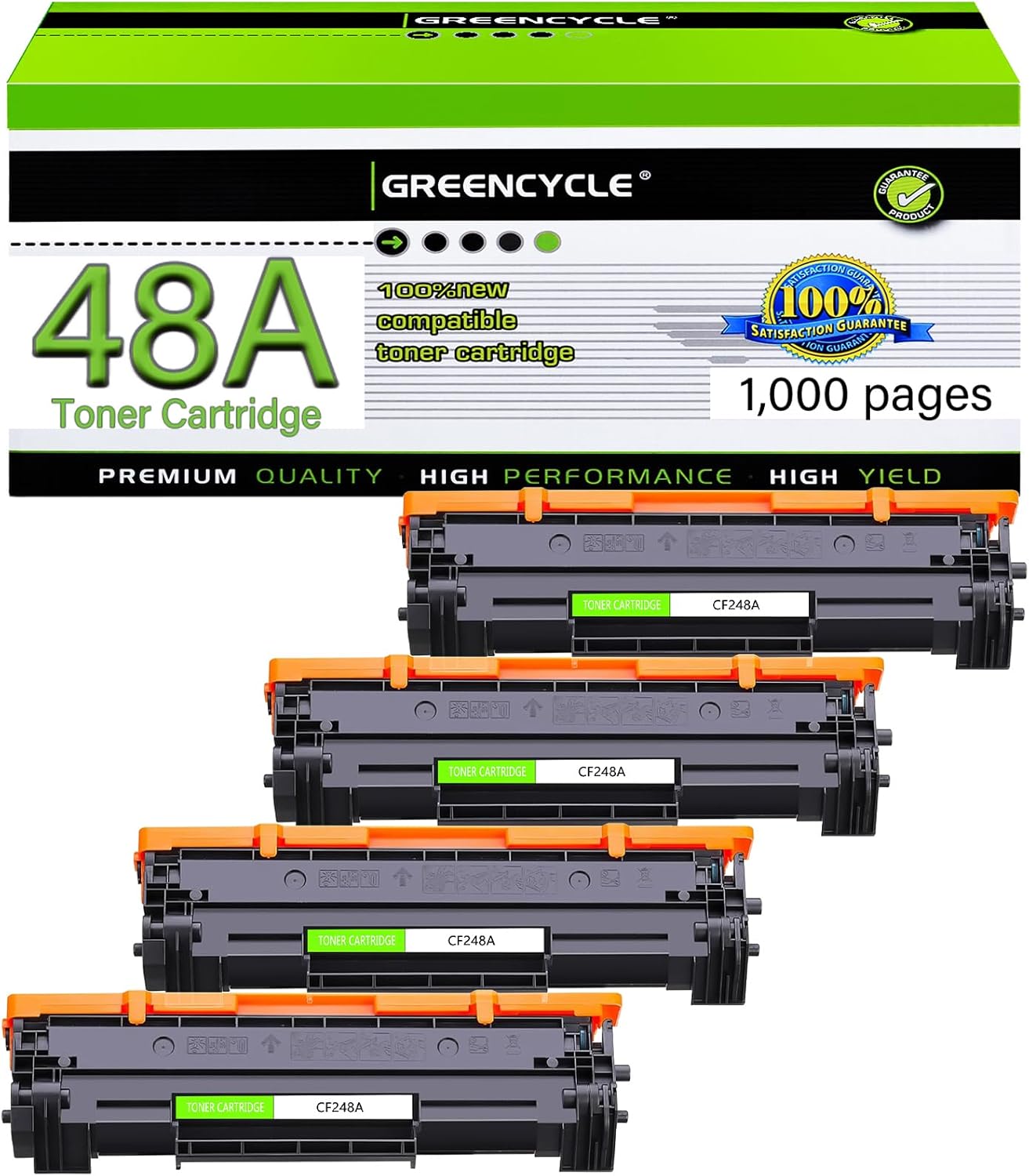 greencycle Compatible 48A Toner Cartridge Replacement for HP 48A CF248A Toner Cartridge for Pro M15w M15a M16w M16a MFP M28w M28a M29w M29a M30w M31w Printer (4 Black)