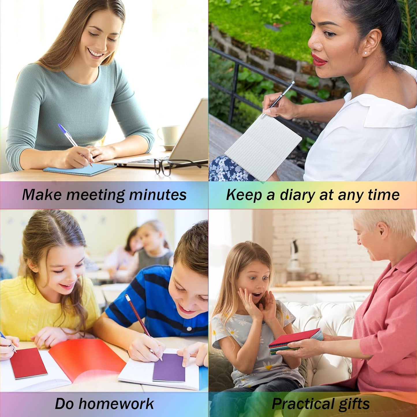 100 Pack Mini Notebooks Colorful Journals Notebooks Small Pocket Notebook Set Mini Journal Memo Notepads Lined Notebook for Kids Office Supplies School Supplies, 3.5 x 5.5 Inch, 24 Sheets/ 48 Pages