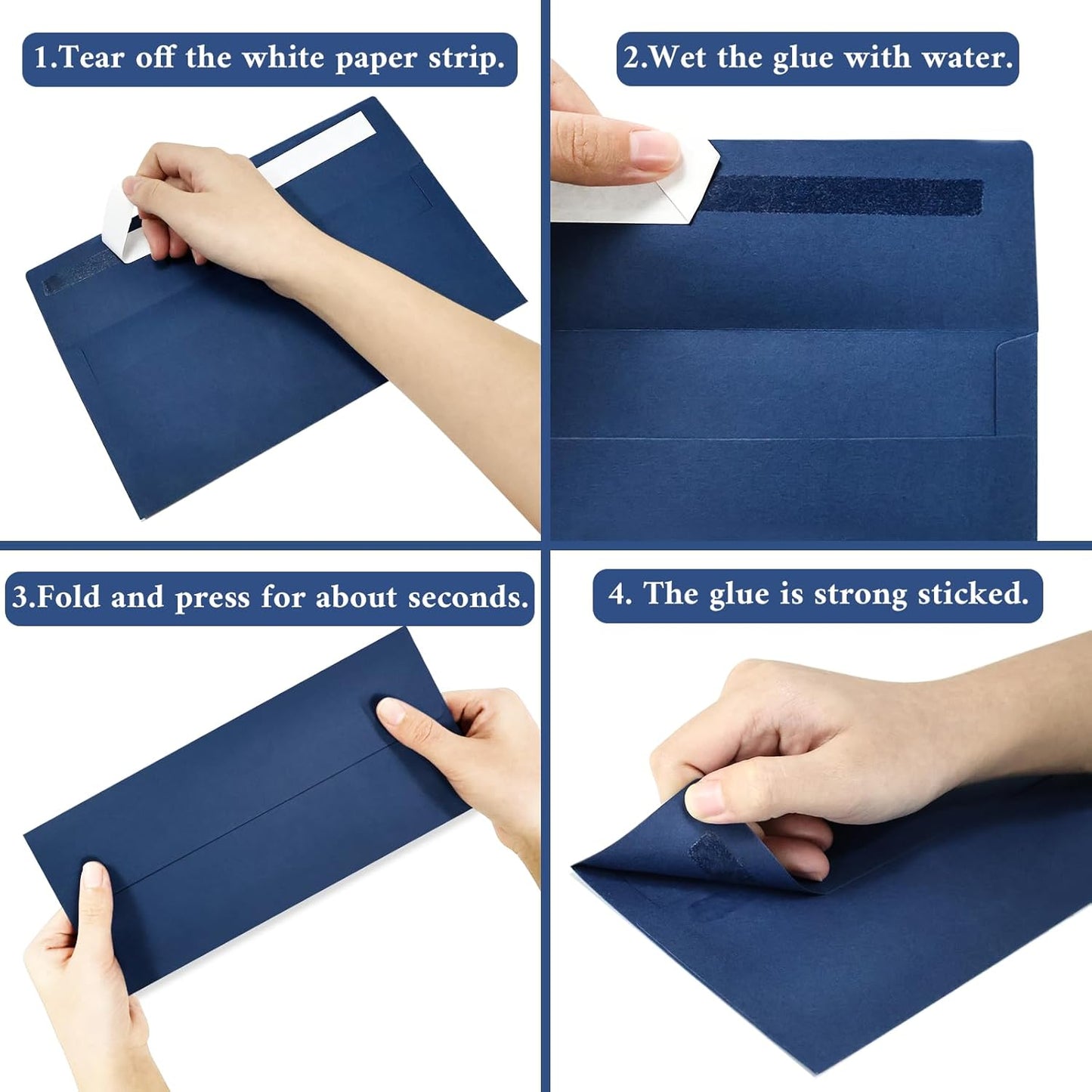100 Pack #10 Business Envelopes, Navy Blue Standard Envelopes Self Seal, Letter Size Mailing Envelopes for Checks Letters Invoices Statements Birthday Graduation Wedding,4 1/8 x 9 1/2 Inch