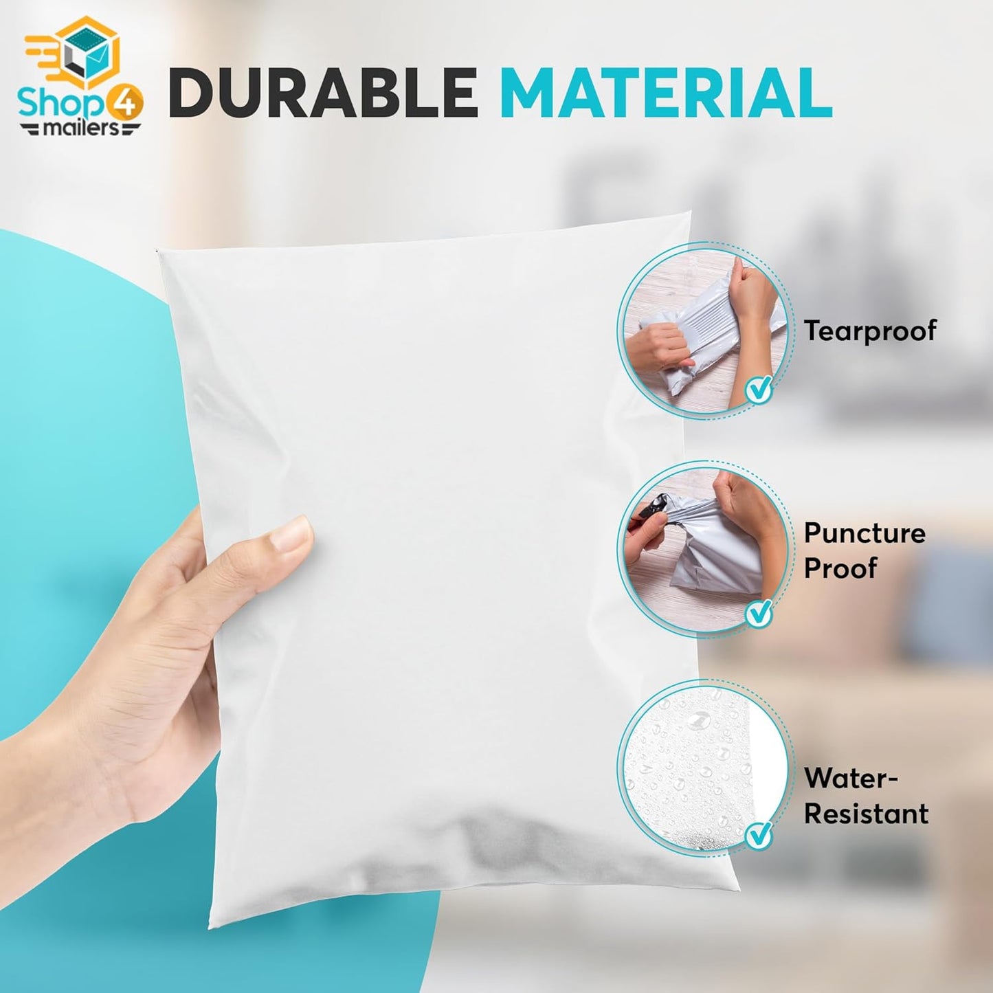 Shop4Mailers 19 x 24 Glossy White Plastic Self Seal Poly Mailer Flat Bags Waterproof Shipping Envelope 2.17 Mil for Apparel, Clothes, Shirts, Books – Permanent Adhesive Seal (250 Pack)