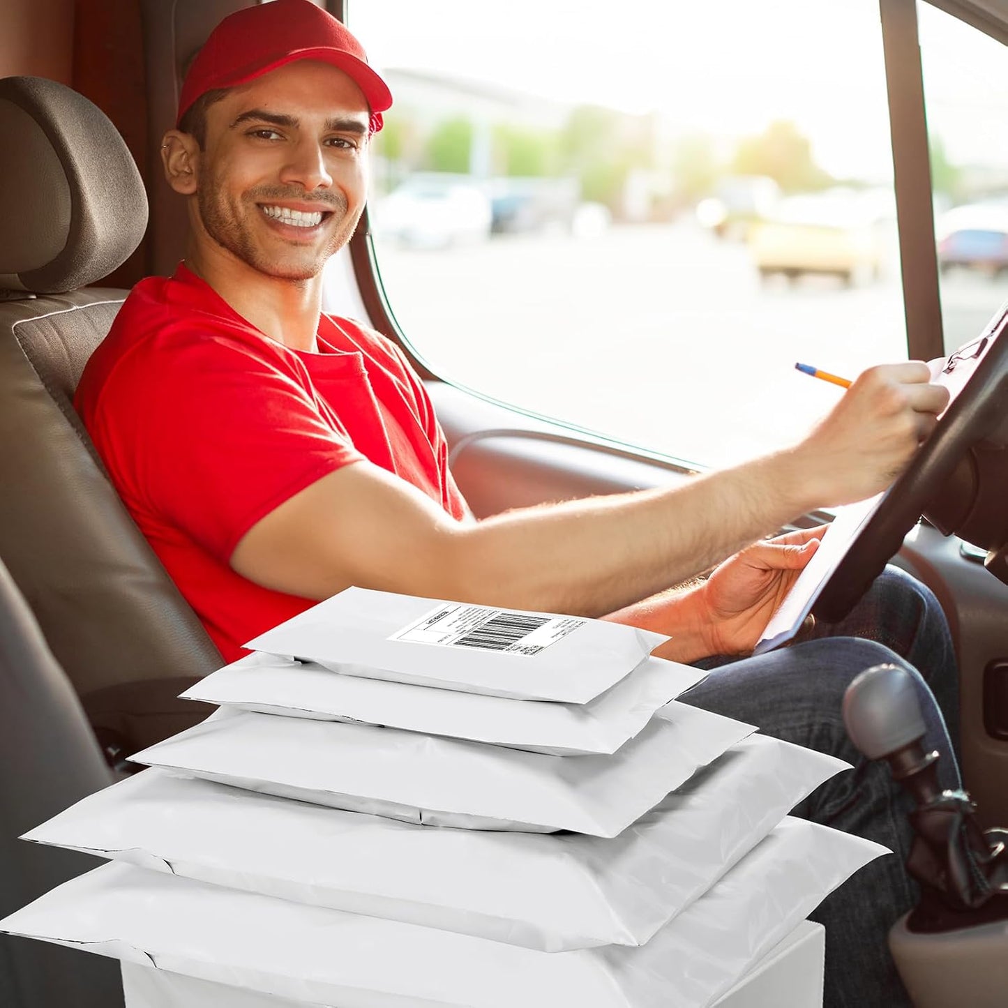 UCGOU 100 Pack White Poly Mailers Variety Size Pack, 10x13 Inch & 12x15.5 Inch & 14.5x19 Inch &19x24 Inch, 25 PCS Each Shipping Bag, Self-sealing Adhesive Mailers Assorted Sizes for Small Business