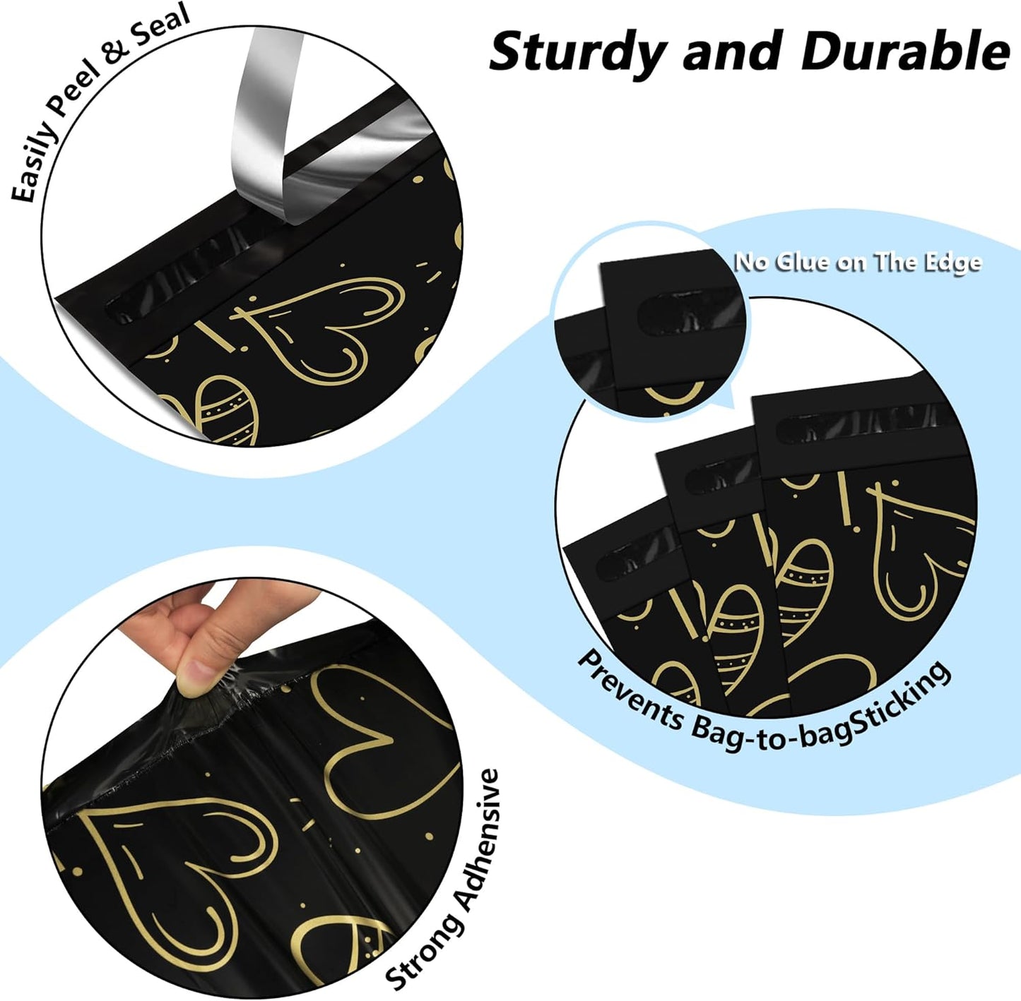 Poly Mailers 10x13 Inch 25 Pcs, Heart printed Thank You Shipping Bags with 2.4mil Thickness, Waterproof Mailing Envelopes, Strong Self-sealing Adhesive Poly Bags for Shipping