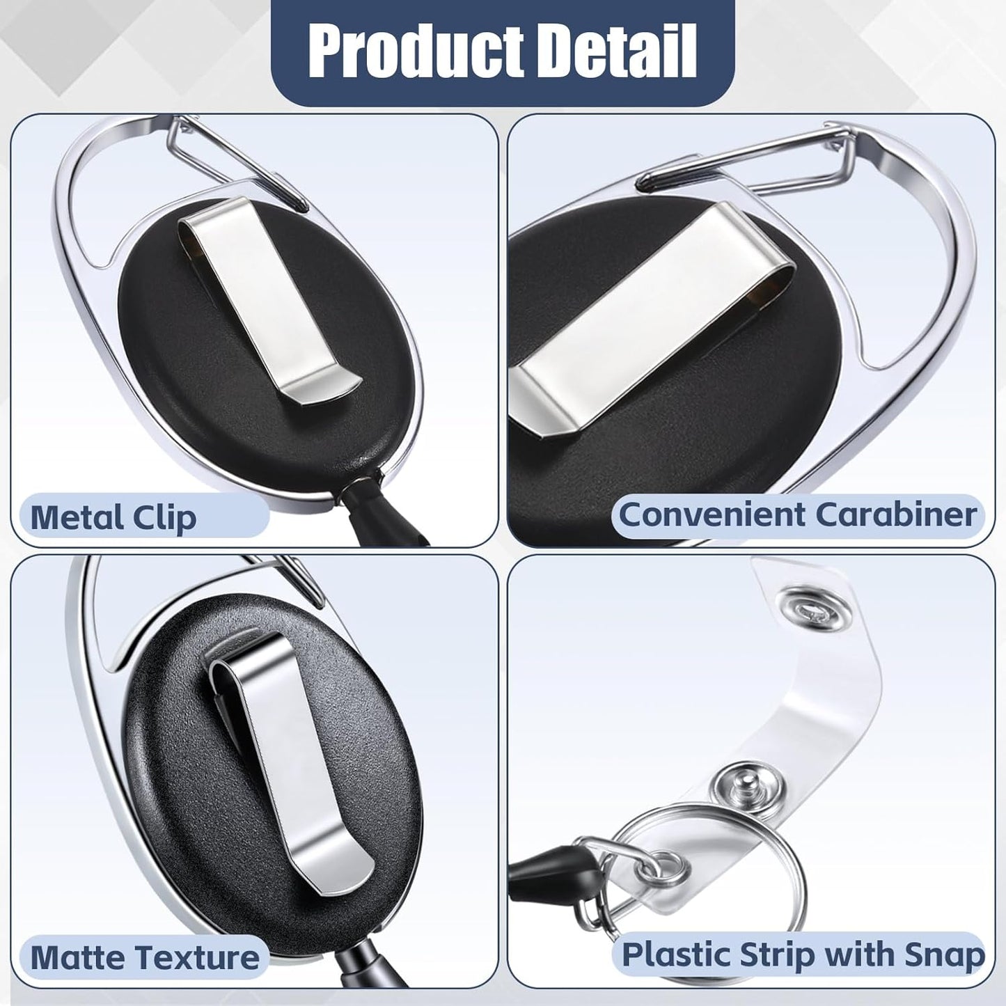 Honoson 40 Pcs Heavy Duty Retractable Badge Reels Batch ID Badge Holder Retractable Clip Bulk Key Holder with Ring for Office Worker Employee, Doctor Nurse Gifts (Black)