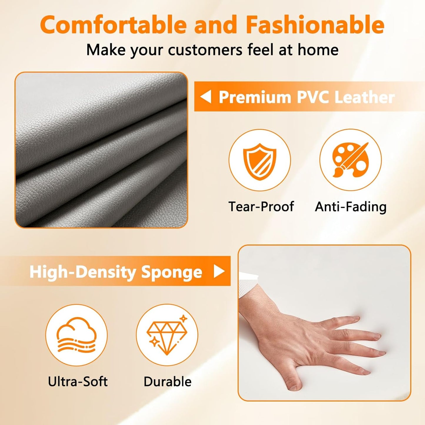 CLATINA Waiting Room Guest Chair with Bonded Leather Padded Arm Rest for Office Reception and Conference Desk(Grey 4 Pack)