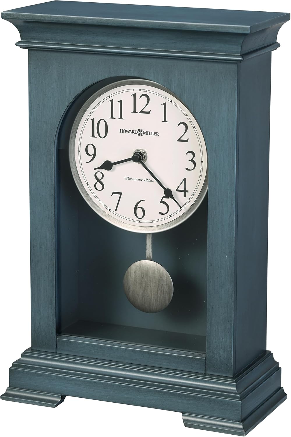 Howard Miller Loreen Mantel Clock – Wooden Battery Operated Mantel Clock with Pendulum Westminster Chime Clock for Fireplace Classic Decorative Table Clock for Office or Living Room