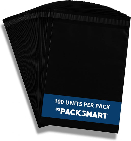 Black Plastic Poly Mailers 10"x13" | Shipping Bags for Clothing, Books & Accessories | Durable Shipping Envelopes | Waterproof and Tear-Proof with Strong Self-sealing Adhesive | 100-Pack