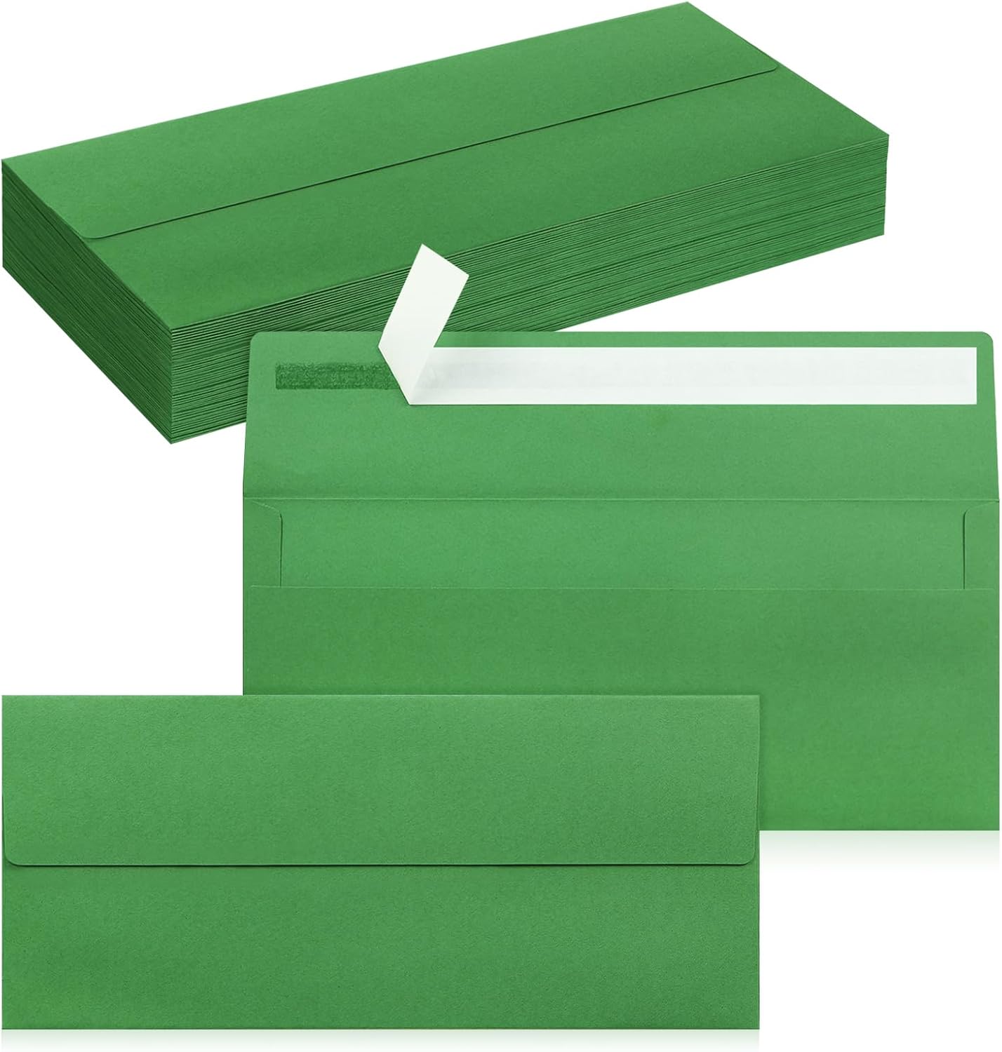50 Pack #10 Business Envelopes, Self Seal Standard Green Envelopes for Secure Business & Legal Mailing, Office, Checks, Letter, Invoices, 4 1/8 x 9 1/2 Inches