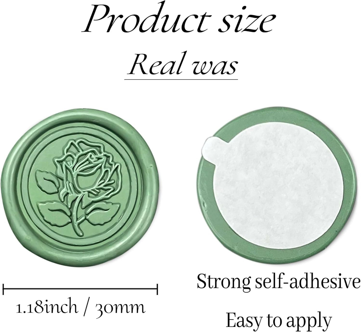 100Pcs Wax Seal Stickers Handmade Envelope Seals Self Adhesive Wax Stickers for Wedding Party Invitations, Envelope, Gift Wrap, Christmas(Rose Style, Olive Green)