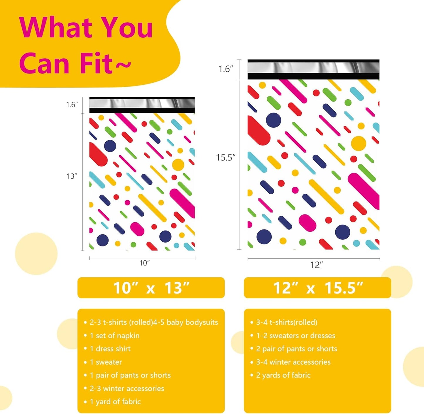 Poly Mailers 12x15.5 Inch 50 Pcs - Color Stripe Printed Shipping Bags, 2.4mil Thickness, Waterproof and Tear Resistant Mailing Envelopes, Self-Sealing Packaging Bags for Small Business