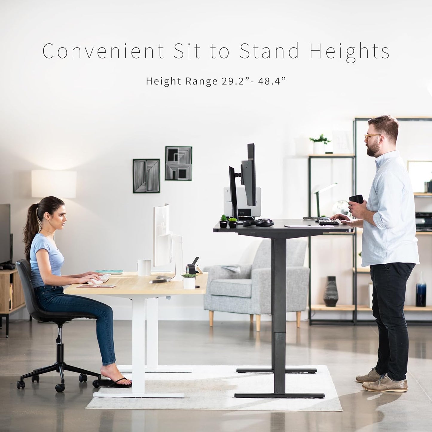 VIVO Electric 71 x 36 in Standing Desk, Memory Height Adjustment, 1B Series, Light Wood Top Gray Frame, DESK-KIT-1G7C-36