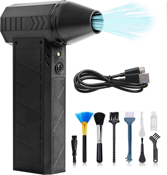 Compressed Air Duster 130000RPM Electric Air Duster with Light Super Power Cordless Air Duster Blower 4-Gear Adjustable Mini Blower Rechargeable Battery for Keyboard House Outdoor and Car