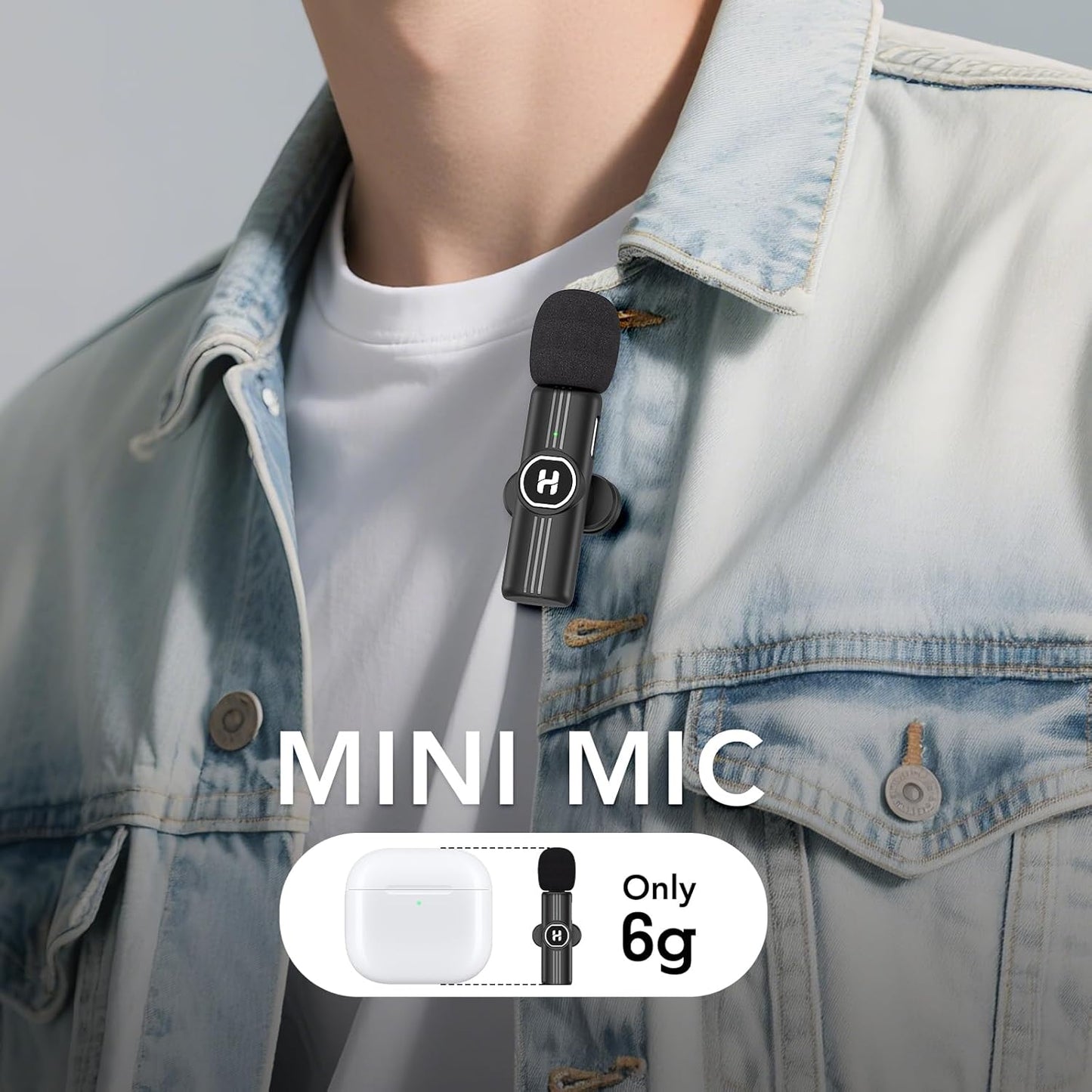 Mini Wireless Lavalier Microphone for iPhone, iPad, Android Phone - Noise Reduction Lapel USB C Bluetooth Mic for Recording, Clip on Omni Lav Mic for Video Recording, Tiktok, YouTube, Vlog
