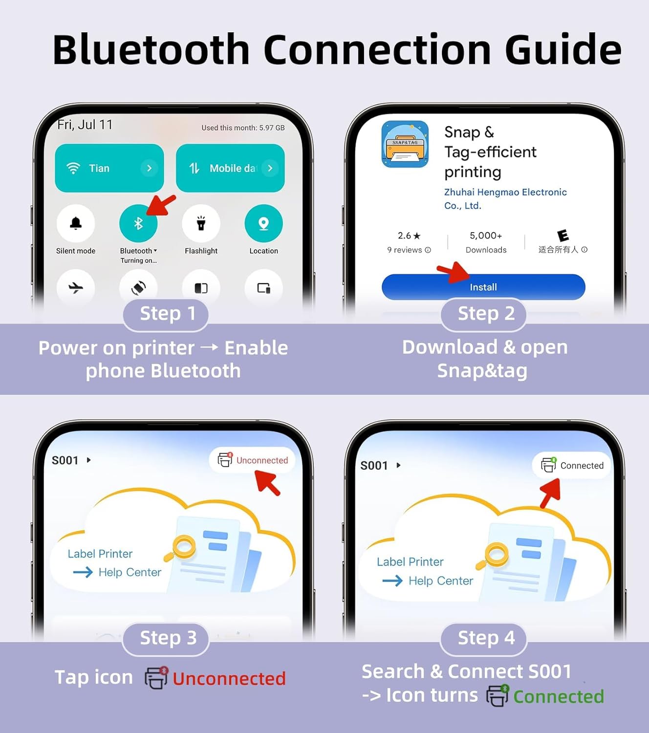 ORGSTA Label Maker Machine with Tape Bluetooth Portable Thermal Labelling Printer for School Home Office Organization, Wireless Mini Labeler S001 Label Machine with Label Sticker Maker, White