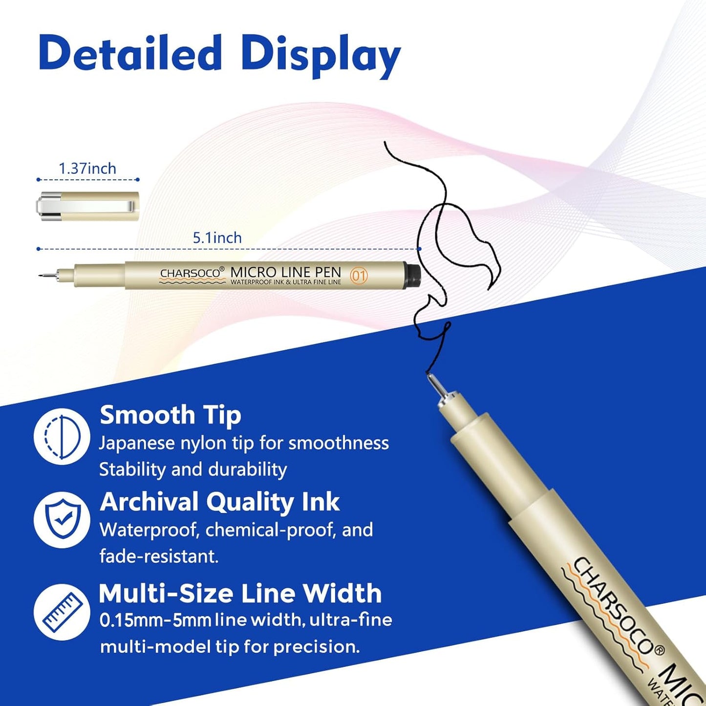 1 Micro Pen, 6 Pack Black Fine Point Pen with Waterproof Archival Ink, 1mm Fineliner Ink Pens for Artist Illustration, Sketching, Anime, Manga, Technical Drawing and Scrapbooking