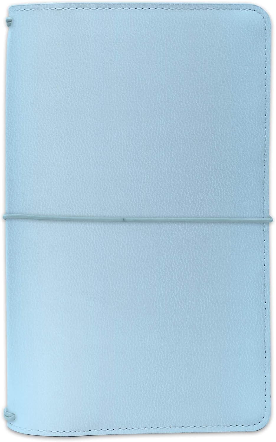 Pukka Pad, Carpe Diem Refillable Traveler’s Notebook Cover – Faux Leather Portfolio with Blank and Lined Notepads – Includes 6 Pockets, Pen Loop, and Elastic Closure – 8.5 x 5.5 Inches, Sky Blue