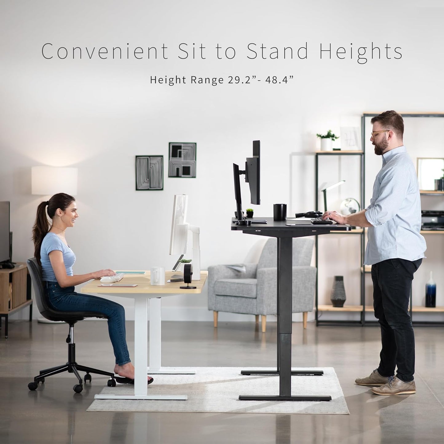 VIVO Electric 71 x 30 in Rustic Standing Desk, Memory Height Adjustment, 1B Series, Black and Vintage Brown Top, Gray Frame, DESK-KIT-1G7BN