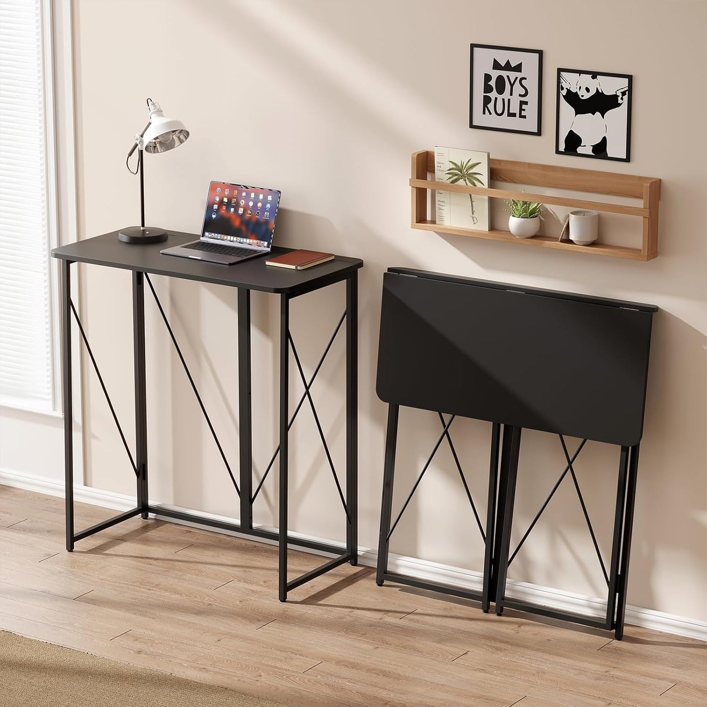 Folding Standing Desk, 39" Foldable Standing Desk, Collapsible Sit Stand Desk for Walking Pad Treadmill Home Office Living Room and Bedroom, 19.68" D x 39.37" W x 43.3" H, Black