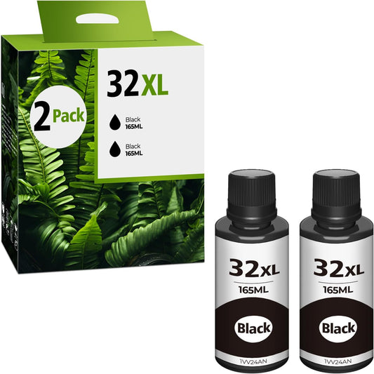 31 32XL Black Ink Bottles Set Compatible Replacement for HP 31 32XL Compatible for HP Smart-Tank 7301 7602 5101 7001 6001 5103 Ink Refill, Smart-Tank Plus 651 551 455 All-in-One Printer 2P