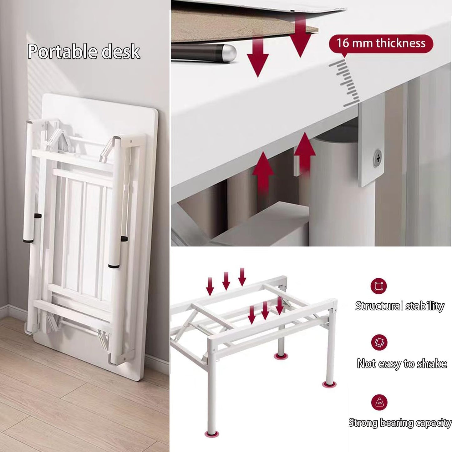 Small Folding Desk No Assembly,39.4 Inch Folding Computer Desk Small Foldable Table for Home Office.