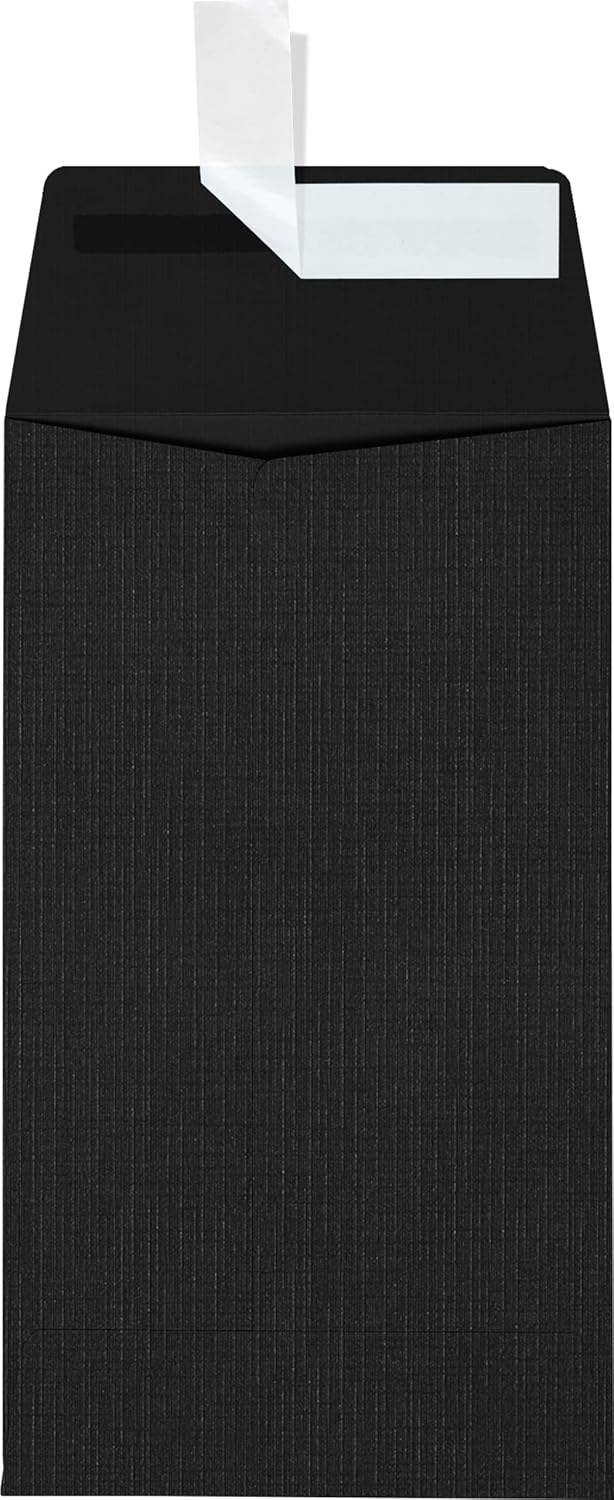 LUXPaper #5 1/2 Coin Envelopes | Peel & Press | 3 1/8" x 5 1/2" | Black Linen | 80lb. Text | 250 Qty