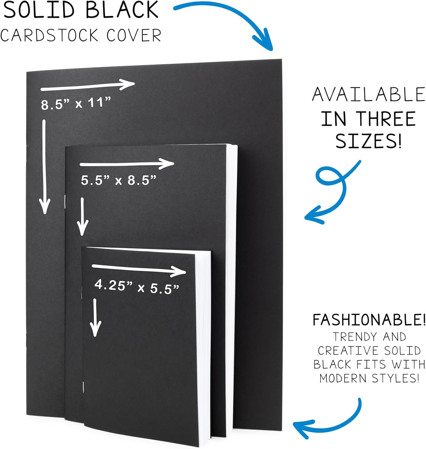 Hygloss Blank Books 8.5 x 11 Inches - 50 Pack – Black Color Paperback for Drawing & Writing – Empty Books for Journaling, Sketching or Arts & Craft