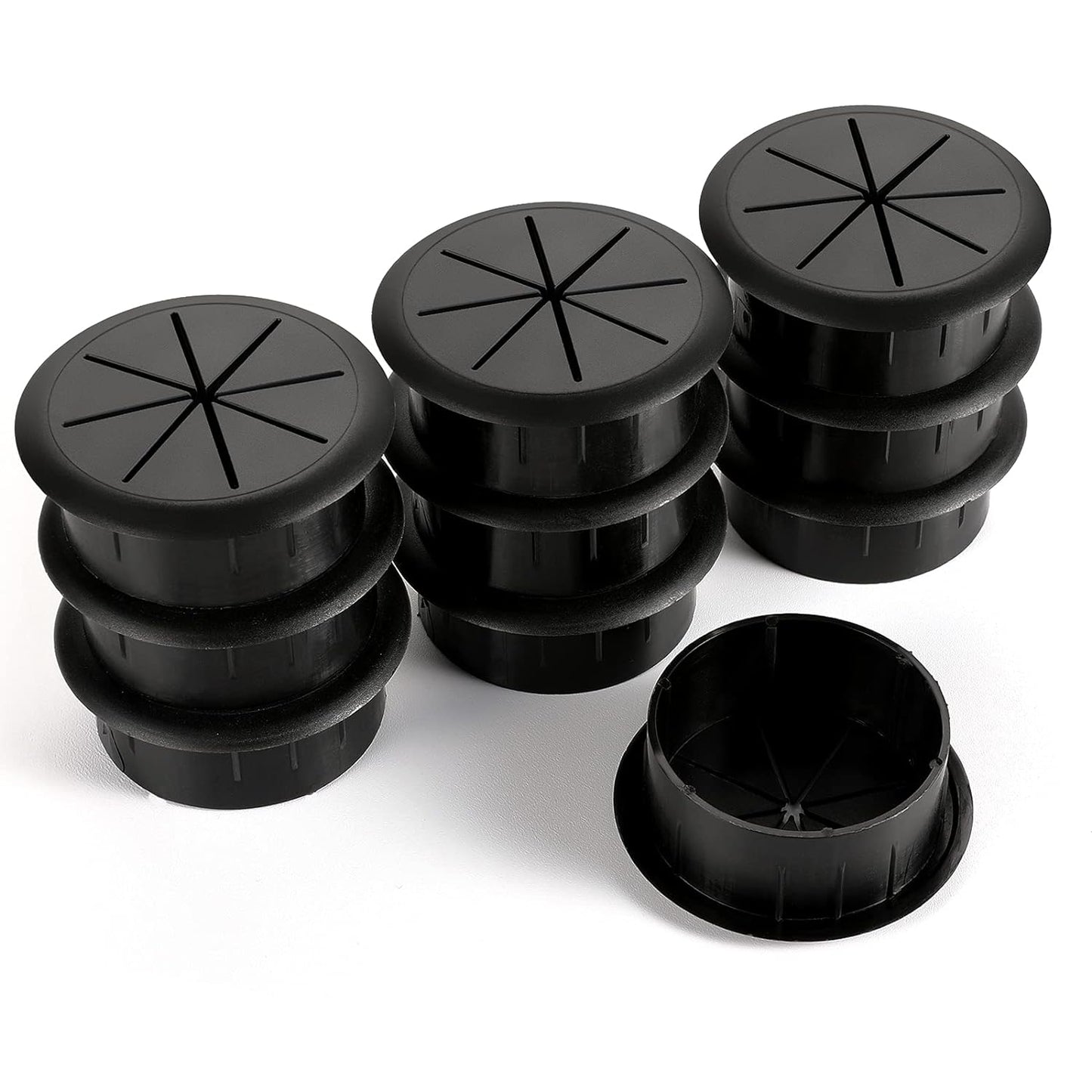 HYCC 10 Pack 2 Inch Flexible Desk Grommet,Organize Wires and Cables on Office Equipment, Computer Components, Entertainment Systems Effectively - Color: Black
