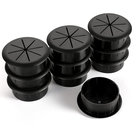 HYCC 10 Pack 2 Inch Flexible Desk Grommet,Organize Wires and Cables on Office Equipment, Computer Components, Entertainment Systems Effectively - Color: Black