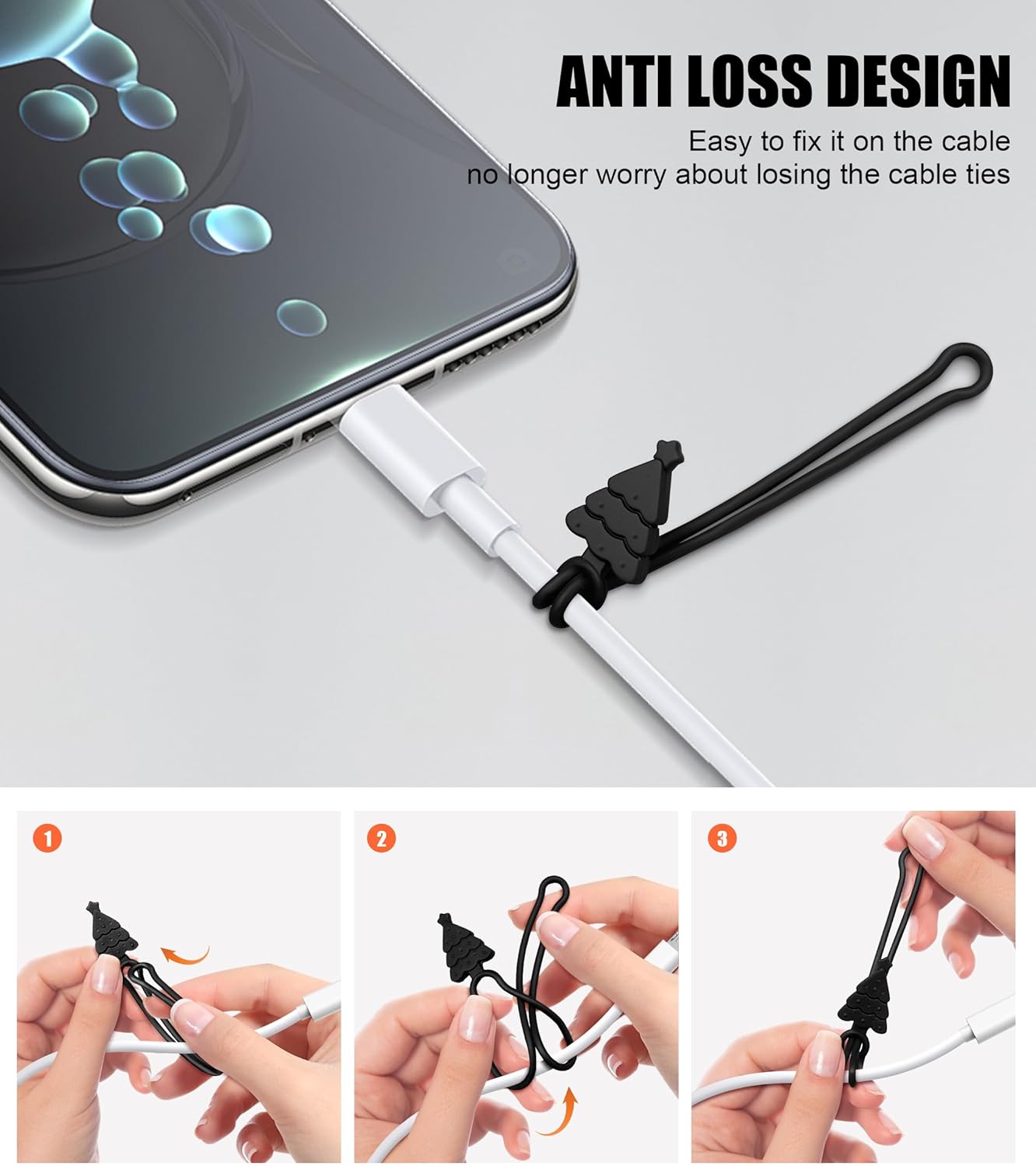 Nearockle Silicone Cable Ties Cord Organizer, 12Pcs 4.5" Reusable Cute Christmas Ties for Bundling Electrical Wire in Home, Office, School, Travel Essentials (Multicolor)