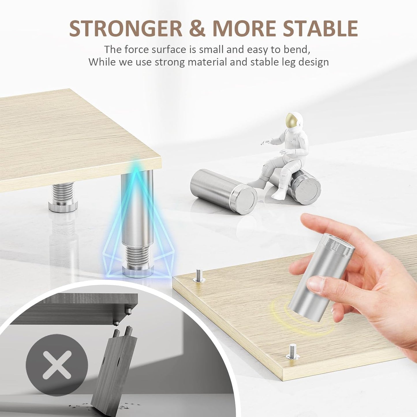 AX Waber Dual Monitor Riser - Adjustable Length & Angle, Wooden Stand for 2 Monitors with Storage