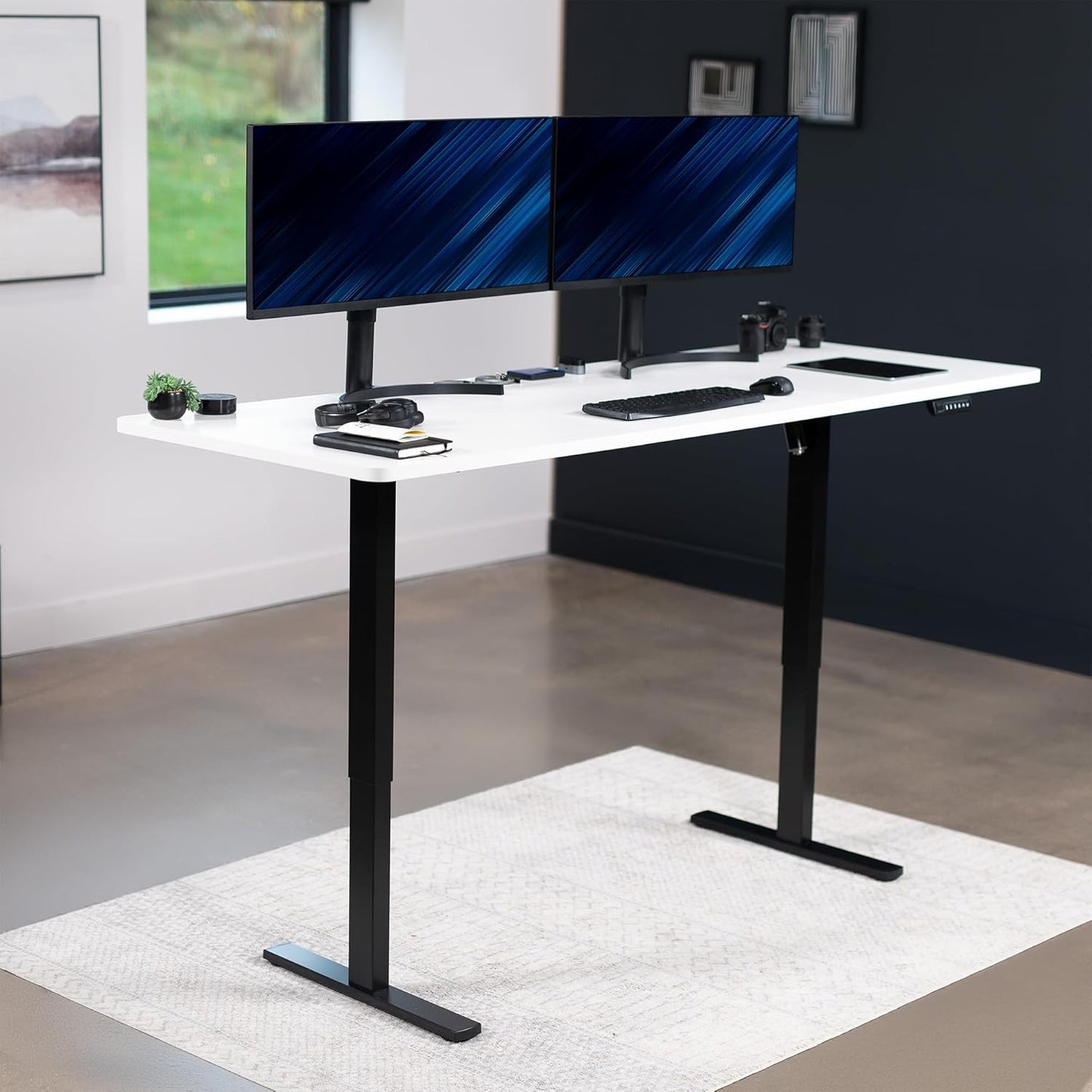 VIVO Large Electric 83 x 30 in Standing Desk, Memory Height Adjustment, 1B Series, White Top Black Frame, DESK-KIT-1B8W