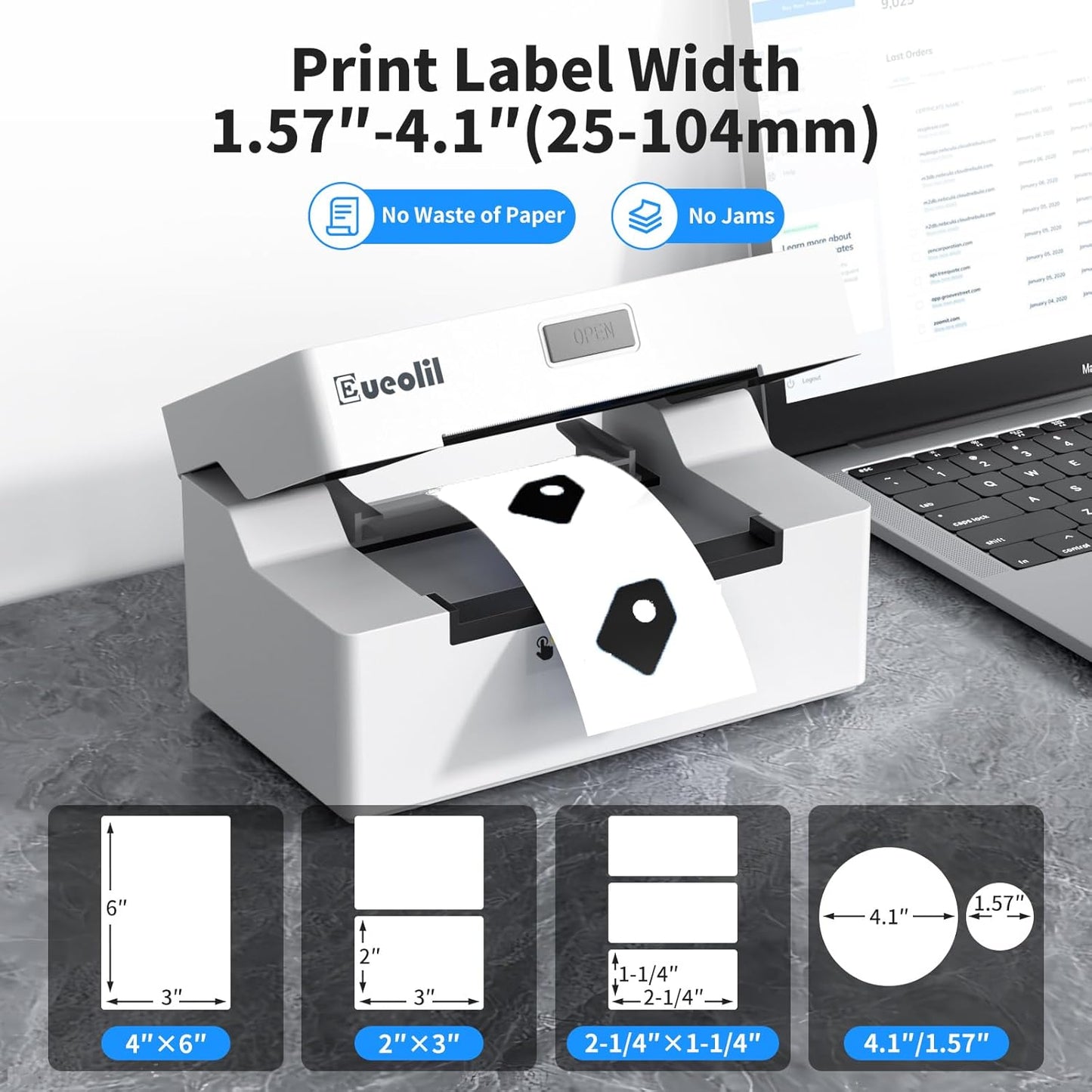 Bluetooth Shipping Thermal Label Printer, Portable 4×6 Label Makers for Small Business,Compatible with Android、iPhone、Windows＆Mac,Widely Used for Home＆Small Businesses and Office