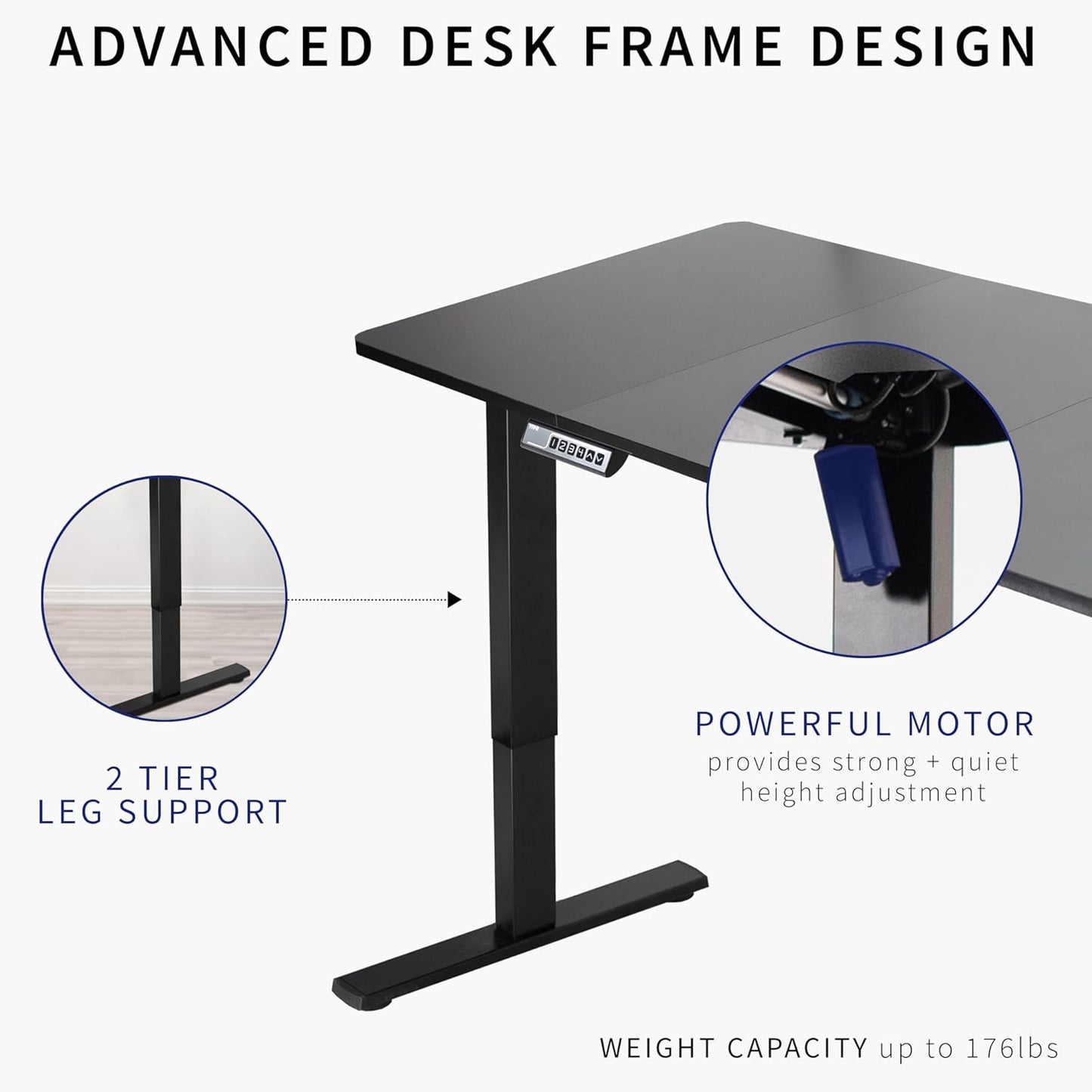 VIVO Electric 60 x 30 in Standing Desk, Memory Height Adjustment, 1B Series, Black Top Black Frame, DESK-KIT-1B6B-30