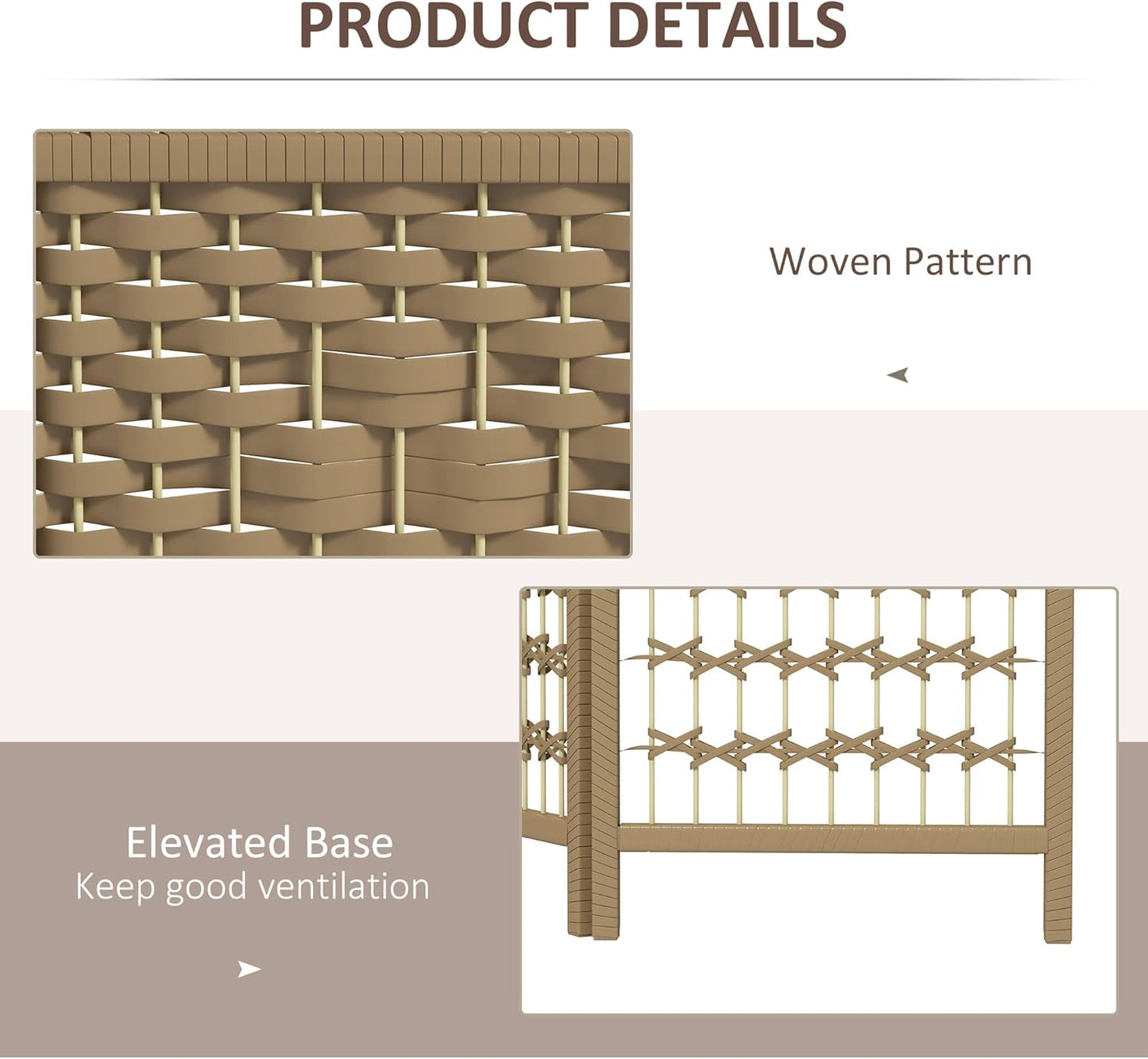 HOMCOM 6 Panel Room Divider, Folding Privacy Screen, 5.6' Room Separator, Wave Fiber Freestanding Partition Wall Divider, Natural