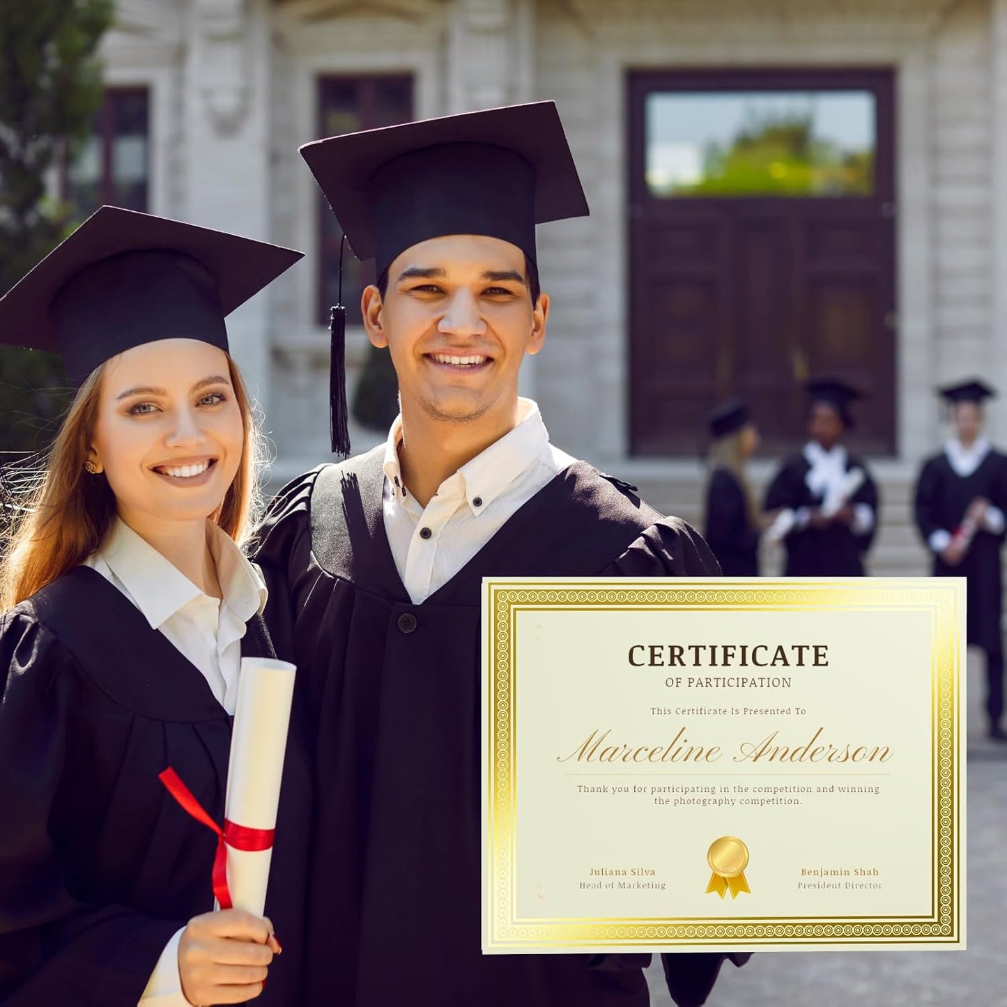 100 Count Certificate Paper 8.5 x 11 for Printing,Blank Gold Foil Border,Award Certificate Paper for Business,Graduation Diploma,School and Achievement (Ivory)