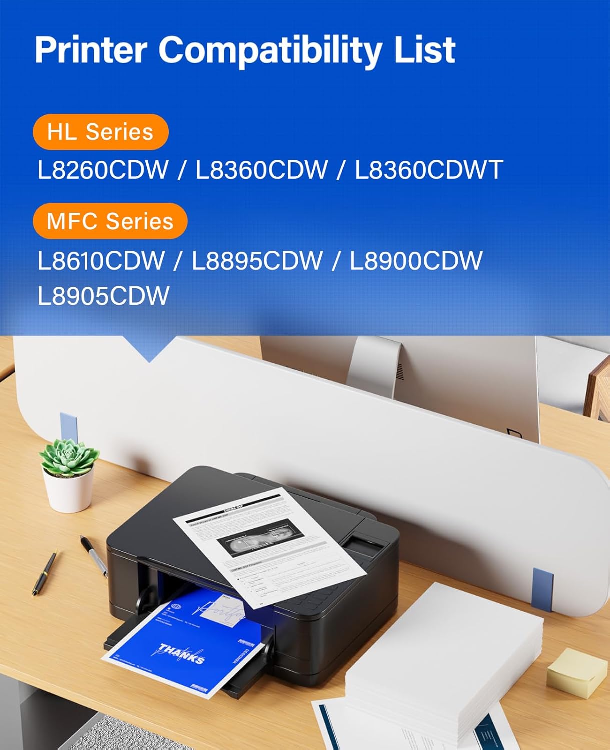 TN433 Toner Cartridge 4-Pack Replacement Compatible for Brother TN-433 TN431 TN436 MFC-L8900CDW MFC-L8690CDW HL-L8360CDW HL-L8260CDW MFC-L8610CDW MFC-L8905CDW MFC-L9570CDW HL-L8360CDWT Printer Set Ink