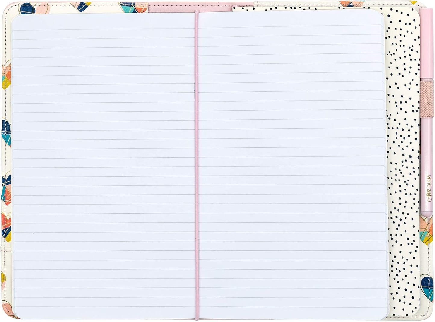 Pukka Pad, Carpe Diem Refillable Traveler’s Notebook Cover – Faux Leather Portfolio with Blank and Lined Notepads – Includes 6 Pockets, Pen Loop, and Elastic Closure – 8.5 x 5.5 Inches, Ballerina Pink