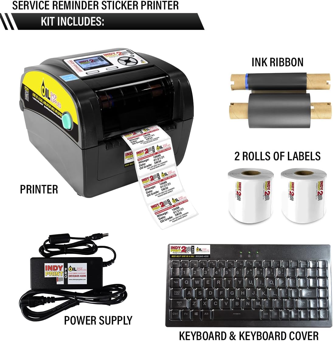 Oil Change Reminder Printer - System Kit w/ 1000 Stickers + Ink Ribbon