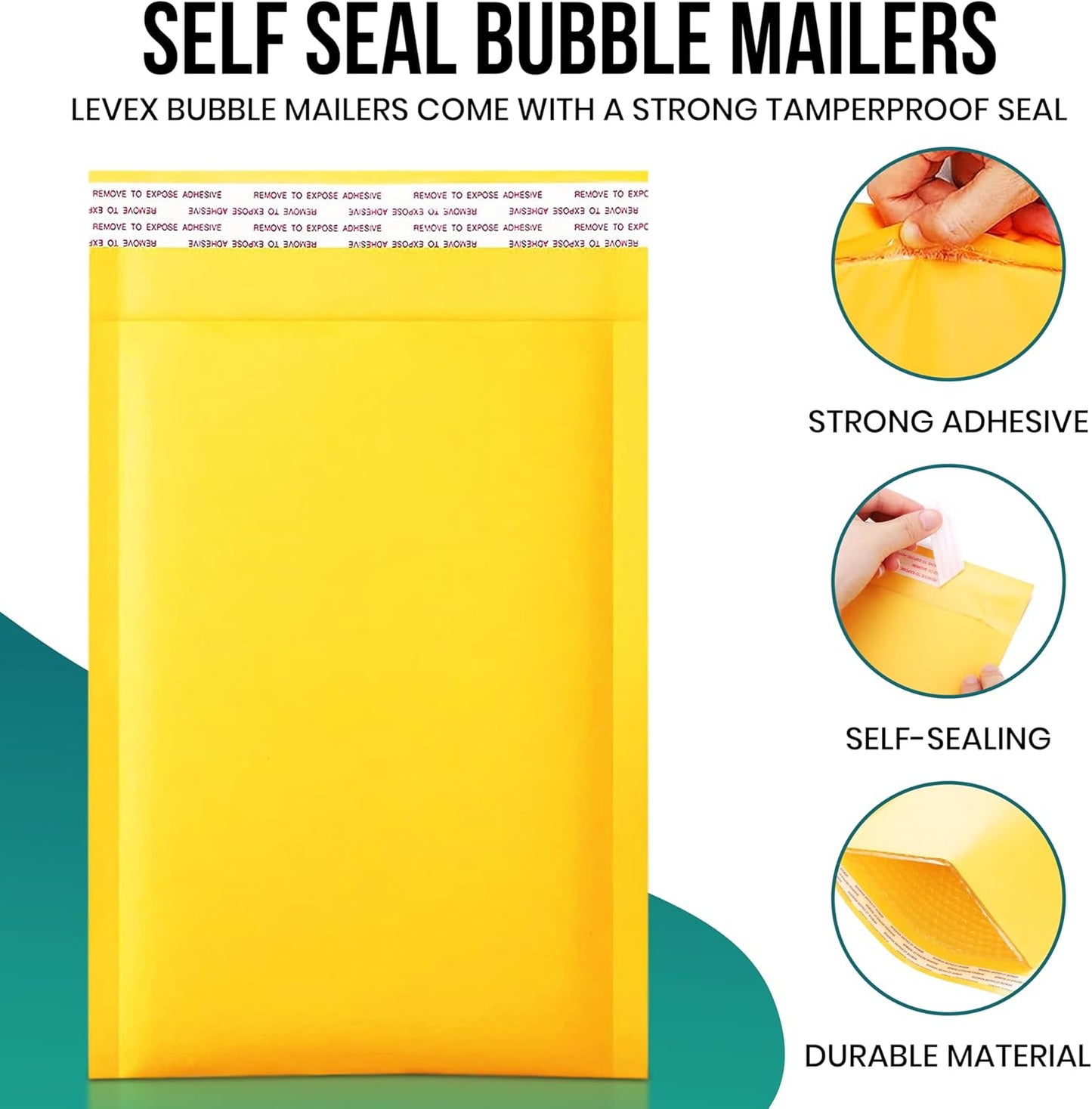 Levex - #2 8.5" x 12 [100 Pack) Kraft Bubble Mailers, Padded Envelope Mailers, Packing Envelope & Mailing Bags for Shipping