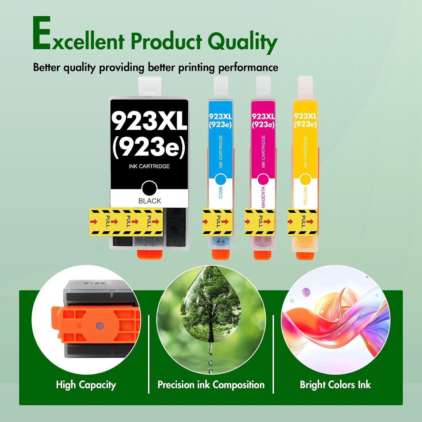 923XL 923 8130e Ink Cartridges Combo Pack with Chip: Replacement for HP Ink 923e 923 923XL for HP923 OfficeJet Pro 8130e 8135e 8139e 8138e 8122e 8120 8124e 8125e 8130 8132e 8134e Printer