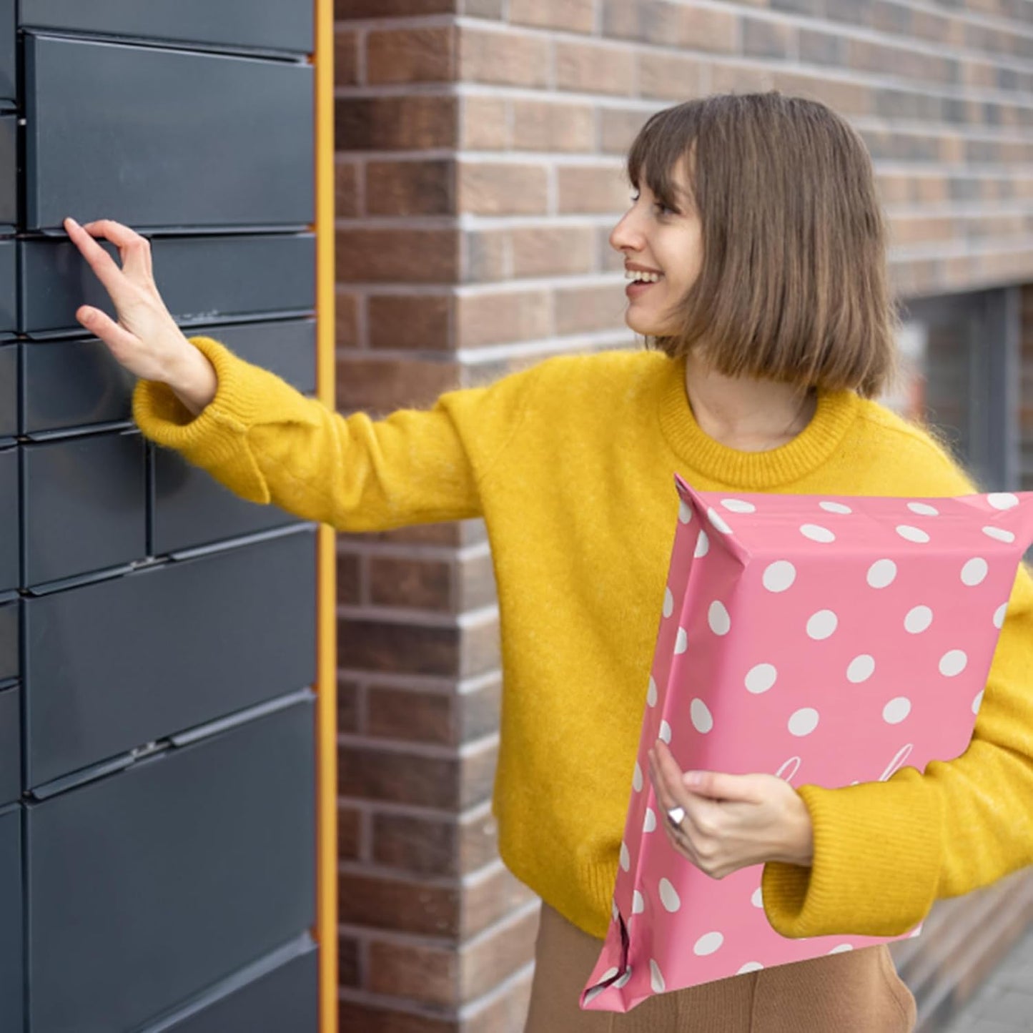 Thank You Poly Mailers 10x13 Inch 100 Pcs - Pink Dots printed Shipping Bags, 2.4mil Thickness, Waterproof and Tear Resistant Mailing Envelopes, Self-Sealing Packaging Bags for Small Business