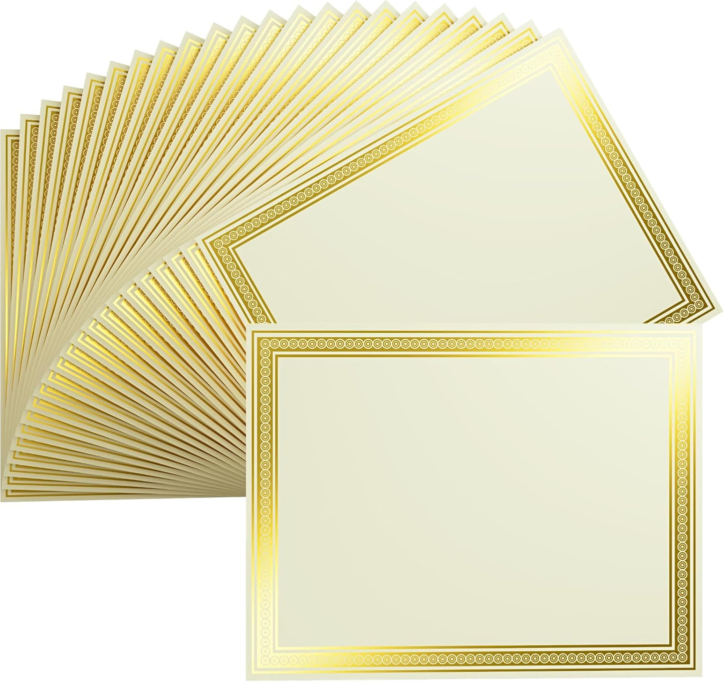 100 Count Certificate Paper 8.5 x 11 for Printing,Blank Gold Foil Border,Award Certificate Paper for Business,Graduation Diploma,School and Achievement (Ivory)