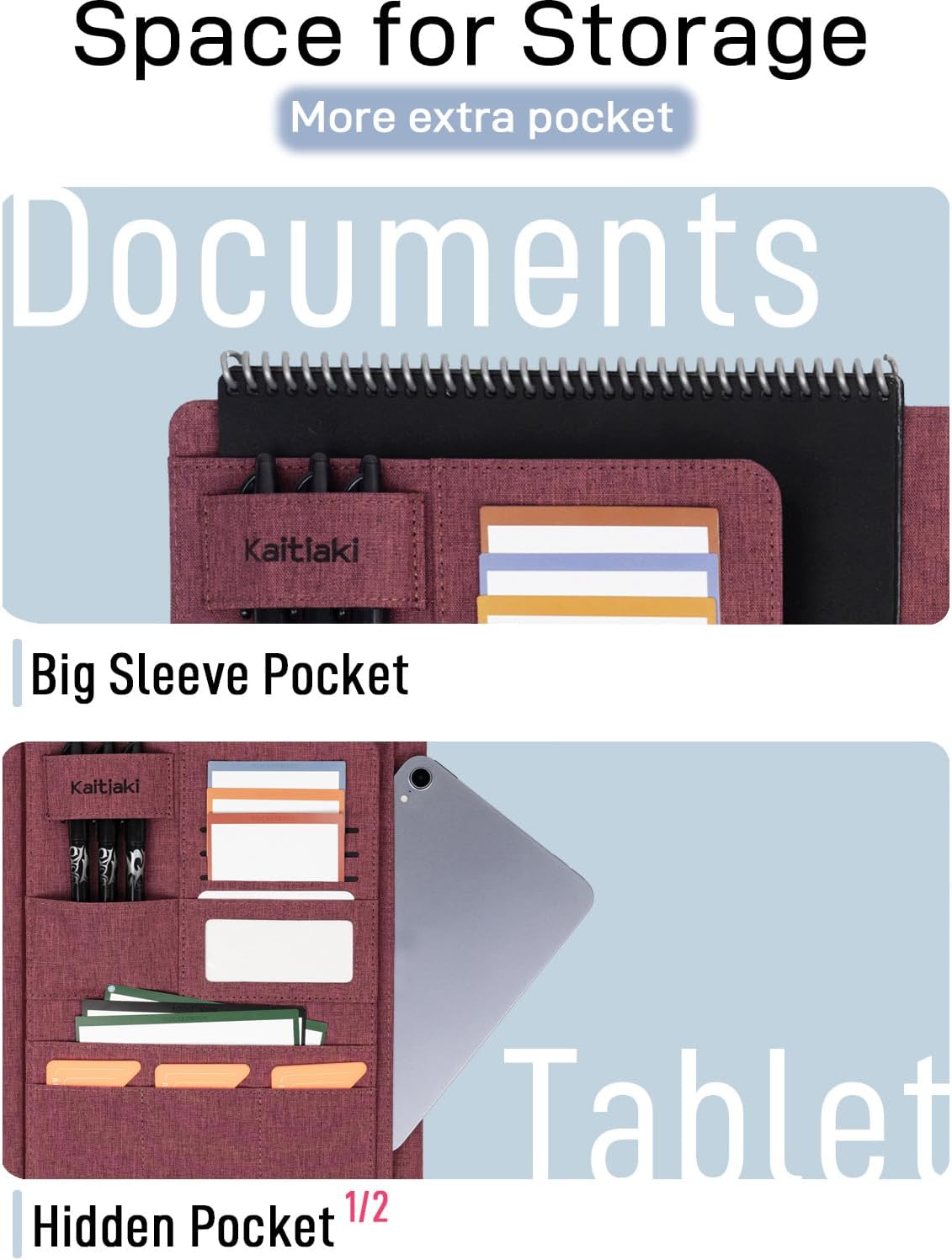 Sturdy Planner Cover for Rocketbook Smart Notebook - Water-Resistant Fabric Padfolio, Business Padfolio with Zipper Pen Pocket, Fits 8.5 x 11 Letter Size, Rocketbook Accessories (Fuchsia)