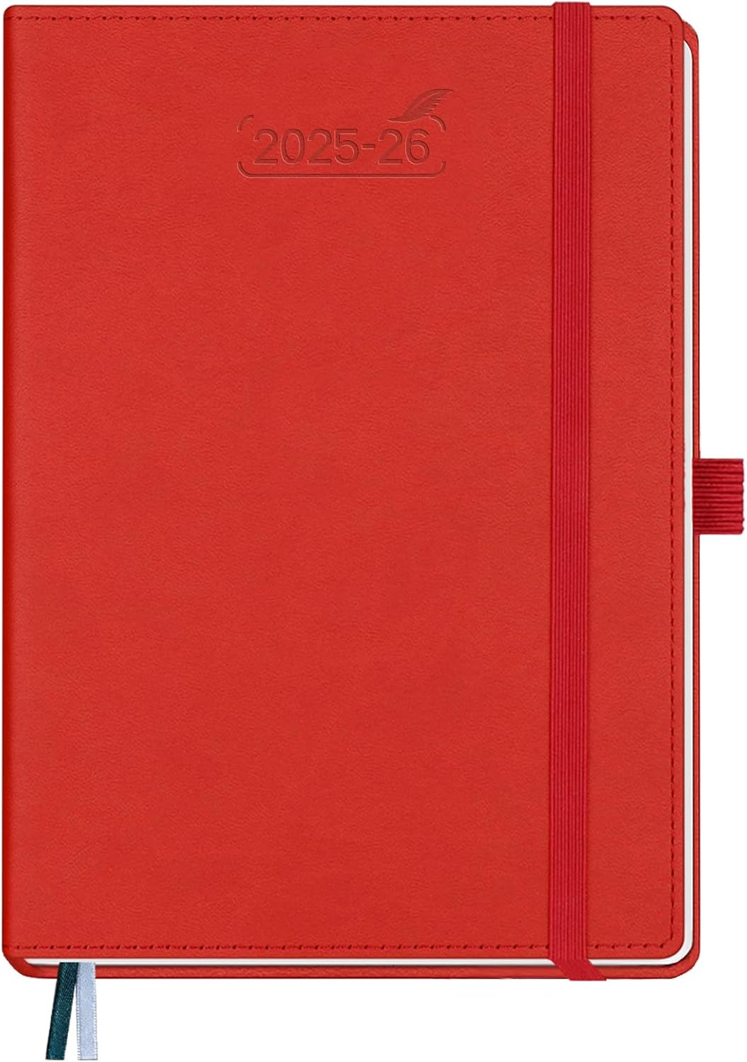 BEZEND Planner 2025-2026 Weekly and Monthly, 5.8" x 8.5" Academic Calendar (Jul 25-Dec 26) Vertical Daily Appointment with Hourly Timeslot & Monthly Tab, PU Leather Hardcover - Red